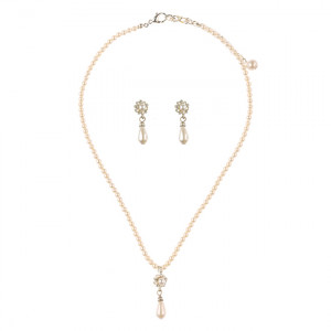 UH068 Комплект Капля с жемчугом (кулон и серьги)