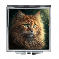 ZER2-0293 Складное зеркало квадратное Кот