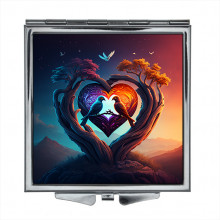 ZER2-0308 Складное зеркало квадратное Птицы