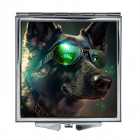 ZER2-0368 Складное зеркало квадратное Пёс в очках