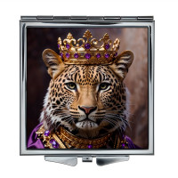 ZER2-0402 Складное зеркало квадратное Леопард с короной
