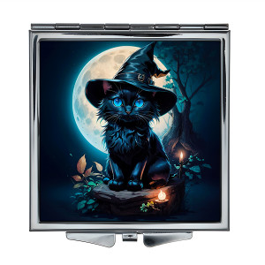 ZER2-0417 Складное зеркало квадратное Чёрная кошка