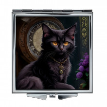 ZER2-0435 Складное зеркало квадратное Чёрный котёнок