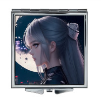 ZER2-0444 Складное зеркало квадратное Аниме девушка профиль