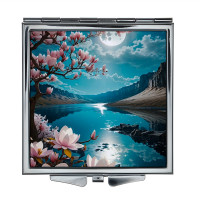 ZER2-0519 Складное зеркало квадратное Розовые цветения