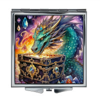 ZER2-0560 Складное зеркало квадратное Дракон и сундук
