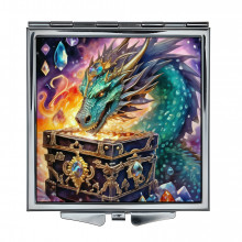 ZER2-0560 Складное зеркало квадратное Дракон и сундук