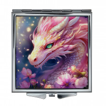 ZER2-0581 Складное зеркало квадратное Розовый дракон