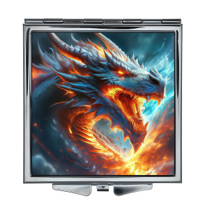 ZER2-0586 Складное зеркало квадратное Разъярённый дракон