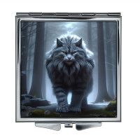 ZER2-0975 Складное зеркало квадратное Лесной кот