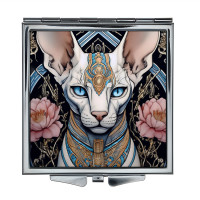 ZER2-0980 Складное зеркало квадратное Кот сфинкс