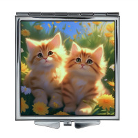 ZER2-0986 Складное зеркало квадратное Рыжие котята