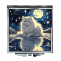 ZER2-0988 Складное зеркало квадратное Белая кошка