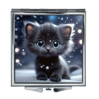 ZER2-1005 Складное зеркало квадратное Чёрный котёнок