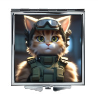 ZER2-1008 Складное зеркало квадратное Кошка милитари