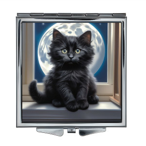 ZER2-1011 Складное зеркало квадратное Чёрный котёнок