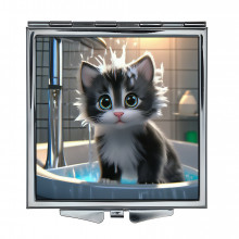 ZER2-1012 Складное зеркало квадратное Котёнок в ванной