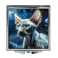 ZER2-1027 Складное зеркало квадратное Кот сфинкс