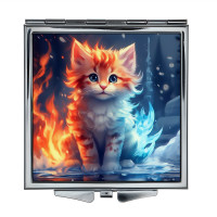 ZER2-1034 Складное зеркало квадратное Котёнок лёд и пламя