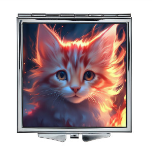 ZER2-1041 Складное зеркало квадратное Рыжий котёнок