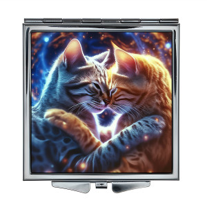 ZER2-1046 Складное зеркало квадратное Влюблённые кошки