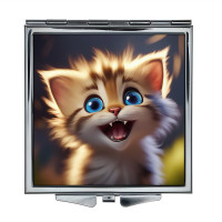 ZER2-1051 Складное зеркало квадратное Радостный котёнок