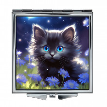 ZER2-1058 Складное зеркало квадратное Котёнок на лугу