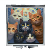 ZER2-1072 Складное зеркало квадратное Коты