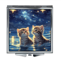 ZER2-1090 Складное зеркало квадратное Котята в воде