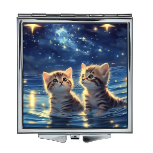 ZER2-1090 Складное зеркало квадратное Котята в воде