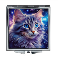 ZER2-1105 Складное зеркало квадратное Котёнок космос