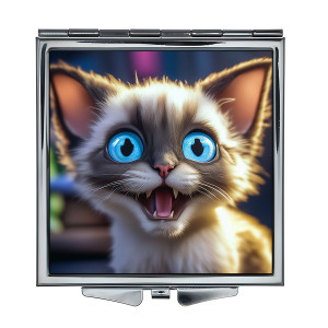 ZER2-1107 Складное зеркало квадратное Морда котёнка
