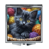 ZER2-1111 Складное зеркало квадратное Котёнок и клубки ниток