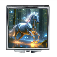 ZER2-1146 Складное зеркало квадратное Лошадь в лесу