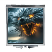 ZER2-1188 Складное зеркало квадратное Кот шторм в океане