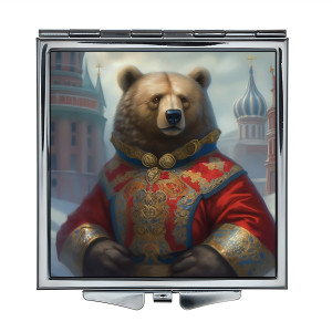ZER2-1331 Складное зеркало квадратное Русский медведь