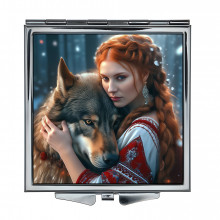 ZER2-1335 Складное зеркало квадратное Женщина и волк