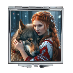 ZER2-1335 Складное зеркало квадратное Женщина и волк