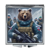 ZER2-1338 Складное зеркало квадратное Медведь военный