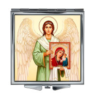 ZER2-1453 Складное зеркало квадратное Ангел с иконой