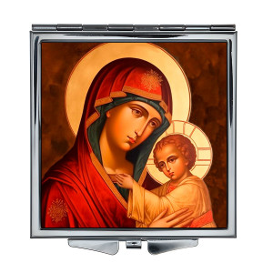 ZER2-1458 Складное зеркало квадратное Богородица с Иисусом