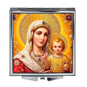 ZER2-1459 Складное зеркало квадратное Богородица с Иисусом