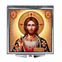 ZER2-1469 Складное зеркало квадратное Иисус Христос